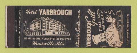 Matchbook Cover - Yarbrough Grill Huntsville AL