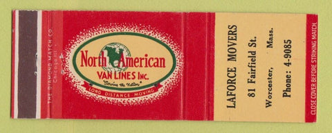 Matchbook Cover - North American Van Lines Trucking Laforce Movers Worcester MA