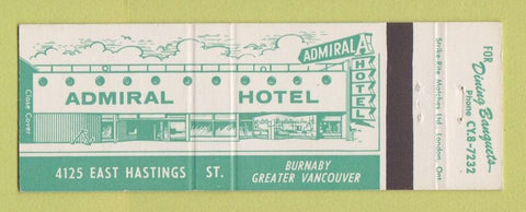 Matchbook Cover - Admiral Hotel Burnaby BC Vancouver