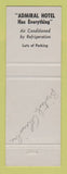 Matchbook Cover - Admiral Hotel Burnaby BC Vancouver