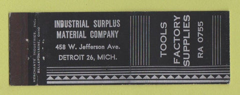Matchbook Cover - Tools Factory Supplies Detroit MI
