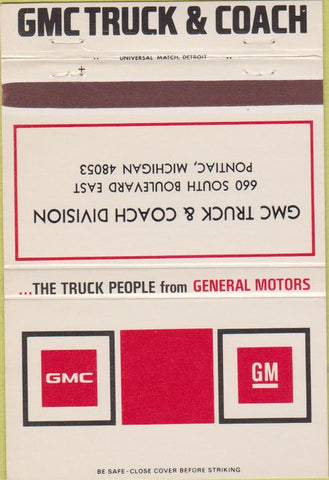 Matchbook Cover - GMC Truck  and  Coach Pontiac MI 40 Strike
