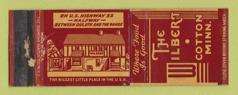 Matchbook Cover - The Wilbert Cotton MN WORN