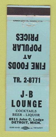 Matchbook Cover - JB Lounge Restaurant Detroit MI WEAR
