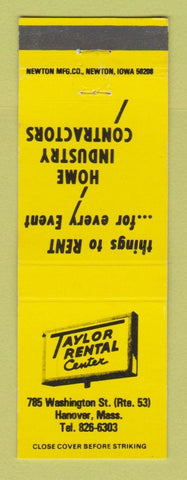 Matchbook Cover - Taylor Rental Center Hanover MA