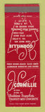 Matchbook Cover - JC Cornillie Concrete Builders Supply Detroit MI