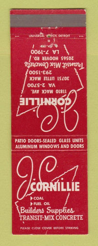 Matchbook Cover - JC Cornillie Concrete Builders Supply Detroit MI
