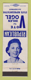 Matchbook Cover - Helen Vogel State Rep Election Detroit?