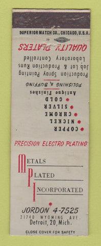 Matchbook Cover - Metals Plated Inc Detroit MI WEAR