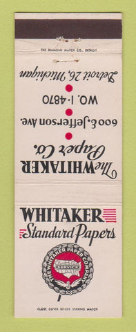 Matchbook Cover - Whitaker Paper Company Detroit MI