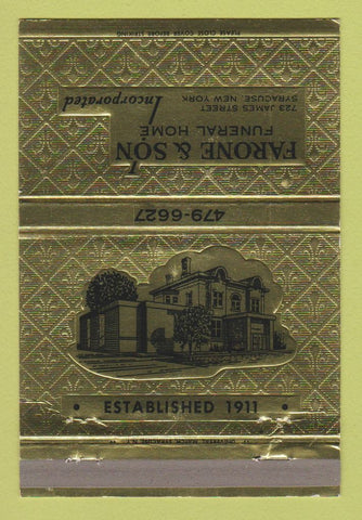 Matchbook Cover - Farone & Son Funeral Home Syracuse NY 40 Strike