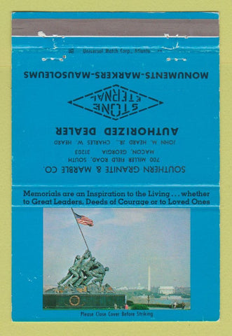 Matchbook Cover - Southern Granite Marble Memorials Macon GA 40 Strike