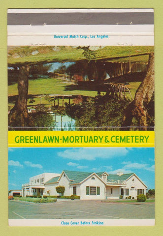 Matchbook Cover - Greenlawn Mortuary Cemetery Bakersfield CA  40 Strike
