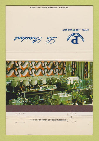Matchbook Cover - Le President Hotel Restaurant Belgium 40 Strike