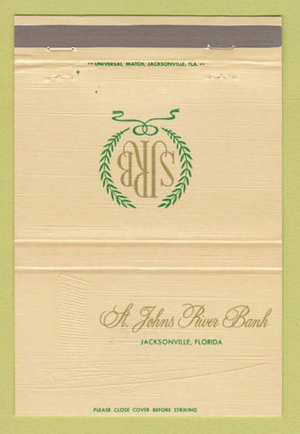 Matchbook Cover - St Johns River Bank Jacksonville FL 40 Strike