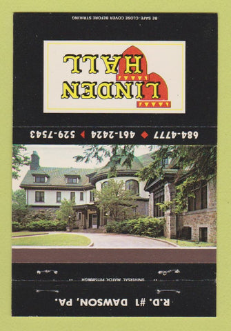 Matchbook Cover - Linden Hall Dawson PA 40 Strike