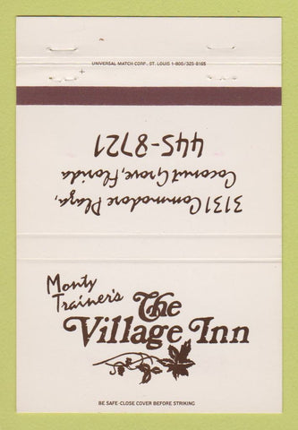 Matchbook Cover - Monty Trainer's Village Inn Coconut Grove FL 40 Strike
