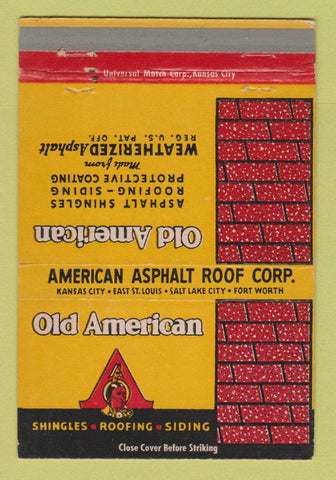 Matchbook Cover - Old American Asphalt Roof Kansas City MO 40 Strike