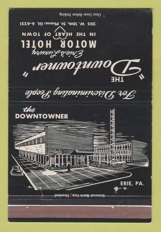 Matchbook Cover - Downtowner Motor Hotel Erie PA 40 Strike