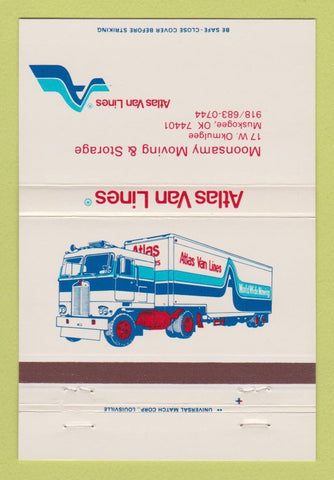 Matchbook Cover - Atlas Van Lines Trucking Muskogee OK Moonsamy 40 Strike