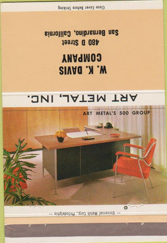 Matchbook Cover - Metal Art 60s Modern Furniture San Bernadino CA 40 Strike