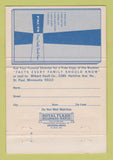 Matchbook Cover - Continental Burial Vault Wilbert St Paul MN WORN 40 Strike