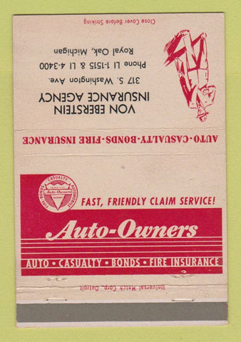 Matchbook Cover - Von Eberstein Insurance Royal Oak MI 40 Strike