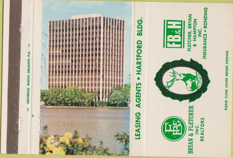 Matchbook Cover - Hartford Insurance Ryan  and  Fletcher Orlando FL 40 Strike