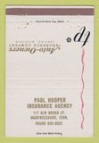 Matchbook Cover - Paul Hooper Insurance Murfreesboro TN 40 Strike