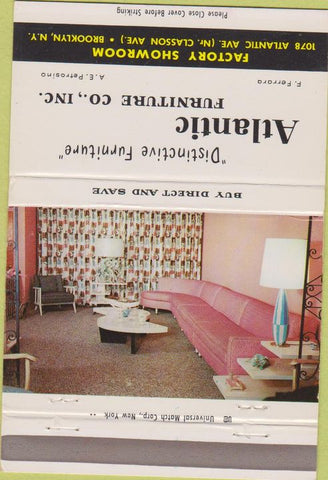 Matchbook Cover - Atlantic 60s Modern Furniture Brooklyn NY 40 Strike