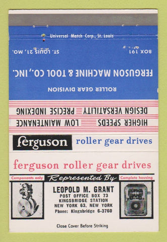 Matchbook Cover - Ferguson Roller Gear Drives New York City 40 Strike