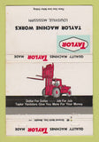 Matchbook Cover - Taylor Fork Lifts Machine Works Louisville MS 40 Strike