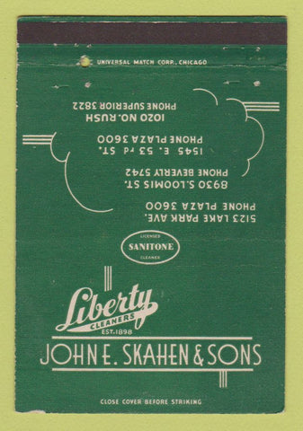 Matchbook Cover - Liberty Cleaners John Skahen Chicago IL 40 Strike