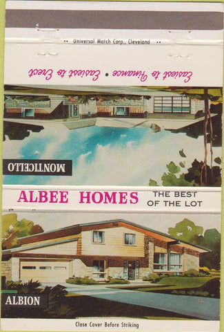Matchbook Cover - Albee Pre-Cut Kit Home Bartlett IN 40 Strike