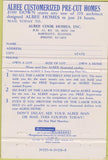 Matchbook Cover - Albee Pre-Cut Kit Home Bartlett IN 40 Strike