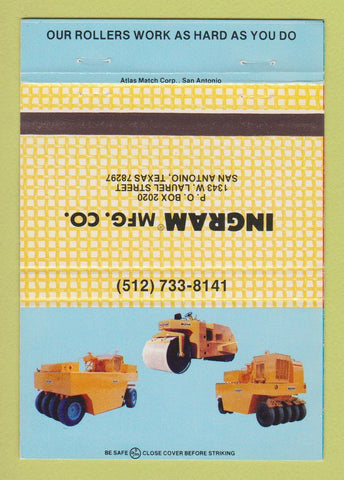 Matchbook Cover - Ingram Manufacturing Rollers San Antonio TX 40 Strike