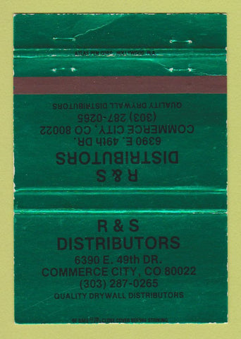 Matchbook Cover R&S Distributors Drywall Commerce City Colorado GREEN 40 Strike