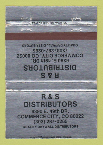 Matchbook Cover - R&S Dist Drywall Commerce City Colorado SILVER WEAR 40 Strike