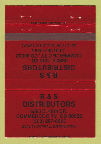 Matchbook Cover - R&S Distributors Drywall Commerce City Colorado RED 40 Strike