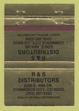 Matchbook Cover - R&S Distributors Drywall Commerce City Colorado GOLD 40 Strike