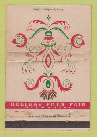 Matchbook Cover - Holiday Folk Fair Milwaukee WI WEAR 40 Strike