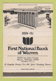 Matchbook Cover - First National Bank Warren MI 40 Strike