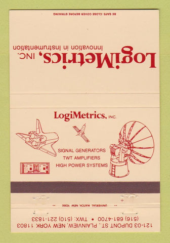 Matchbook Cover - LogiMetrics Instrumentation Plainview NY 40 Strike