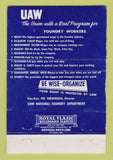Matchbook Cover - UAW Union Auto Workers 40 Strike