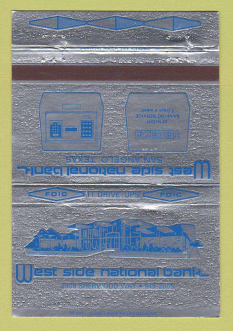 Matchbook Cover - West Side National Bank San Angelo TX 40 Strike