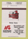 Matchbook Cover - Datsun Forklifts Medina OH 40 Strike