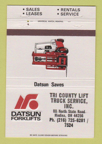 Matchbook Cover - Datsun Forklifts Medina OH 40 Strike