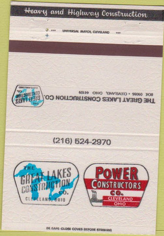 Matchbook Cover - Great Lakes Power Construction Cleveland OH 40 Strike