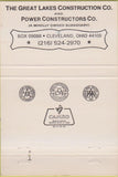 Matchbook Cover - Great Lakes Power Construction Cleveland OH 40 Strike