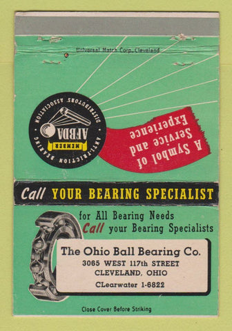 Matchbook Cover - Ohio Ball Bearing Company Cleveland OH WEAR 40 Strike